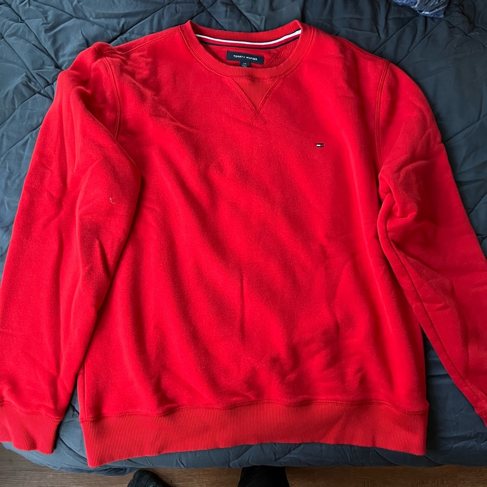 Tommy Hilfiger Men's Vibrant Red Crewneck Sweater